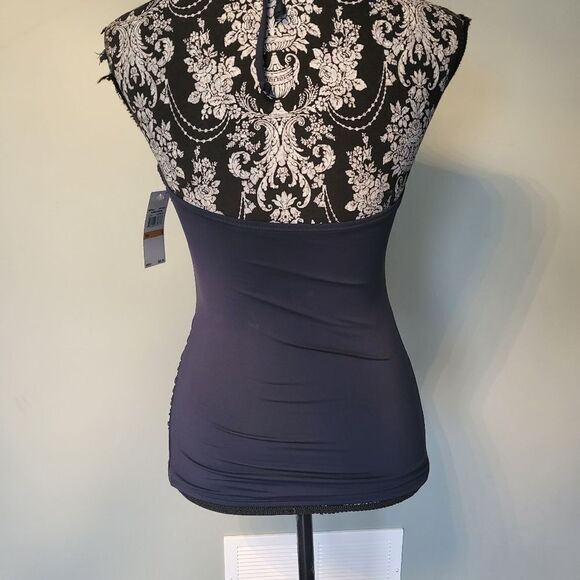 Michael Kors Shirred Halter Bandini Swim Top and bottom Navy Small New - Picture 4 of 7